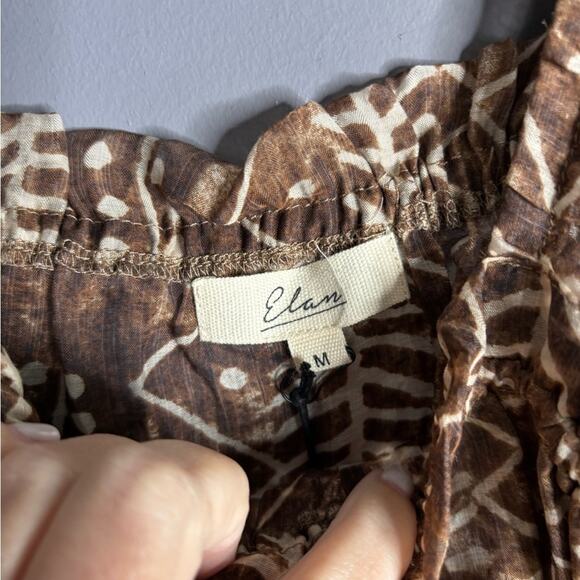 Elan Brown and White Printed Cropped Tank With Ruffle Straps Size Medium - Picture 4 of 6